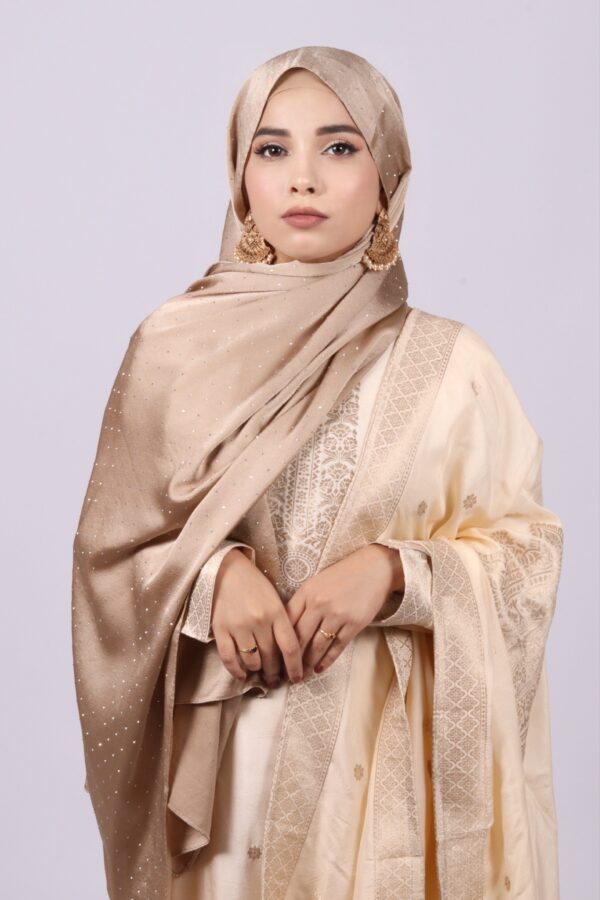 Vintage Gold Rhinestone Silk Hijab