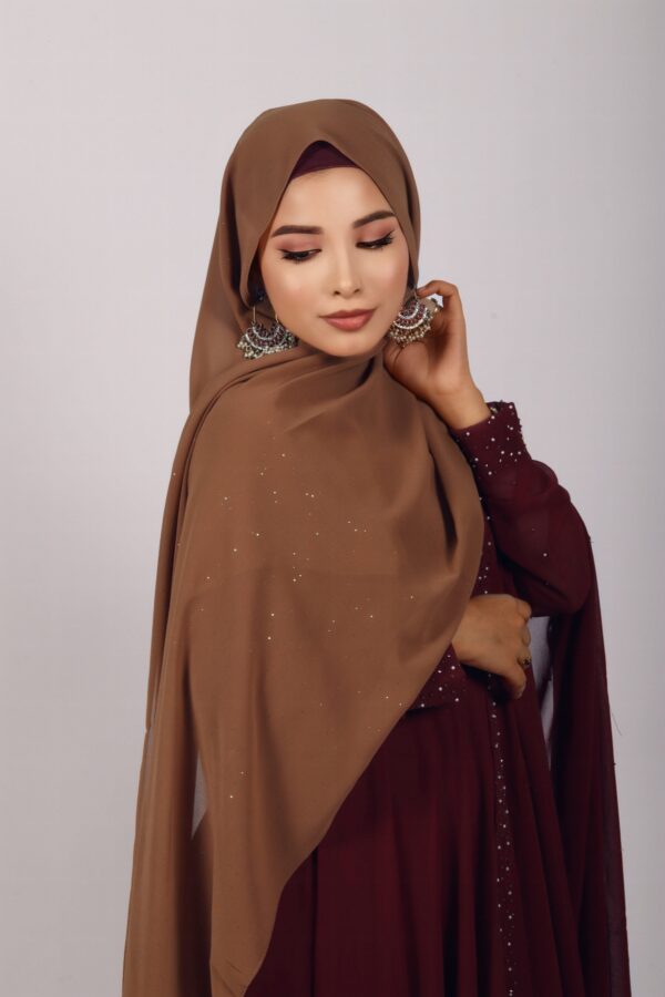 Nude Brown Glitter Chiffon Hijab