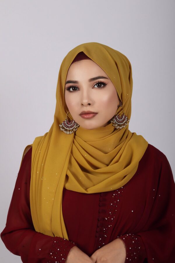 Gold Mustard Glitter Chiffon Hijab
