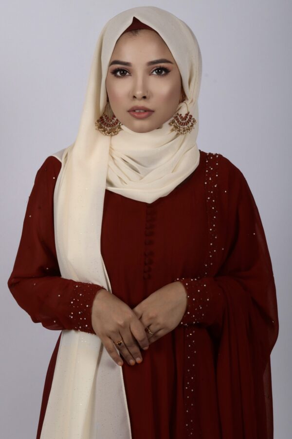 Cream Blush Glitter chiffon Hijab