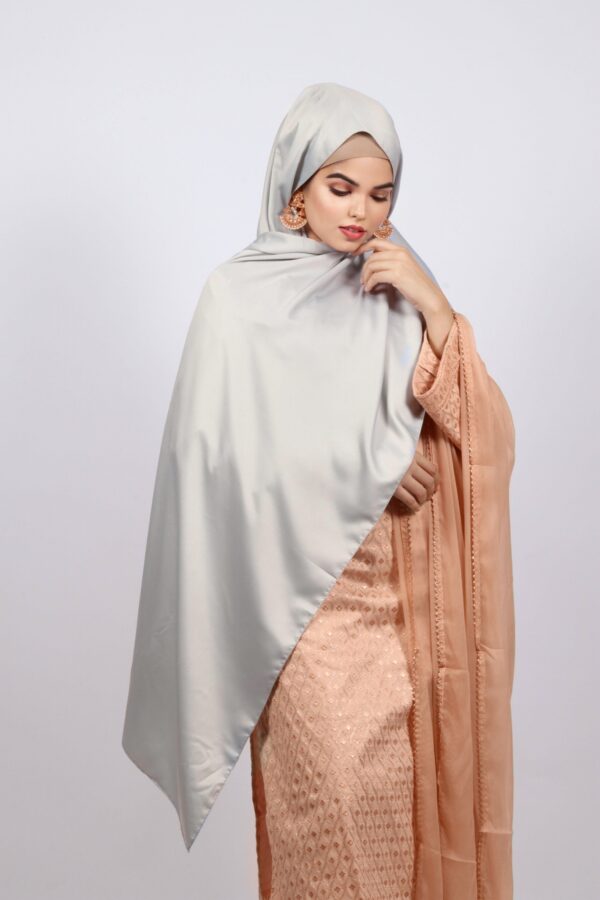 Plush Silver Matte Satin Hijab