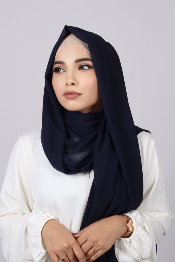 Navy Blue Premium Chiffon Hijab