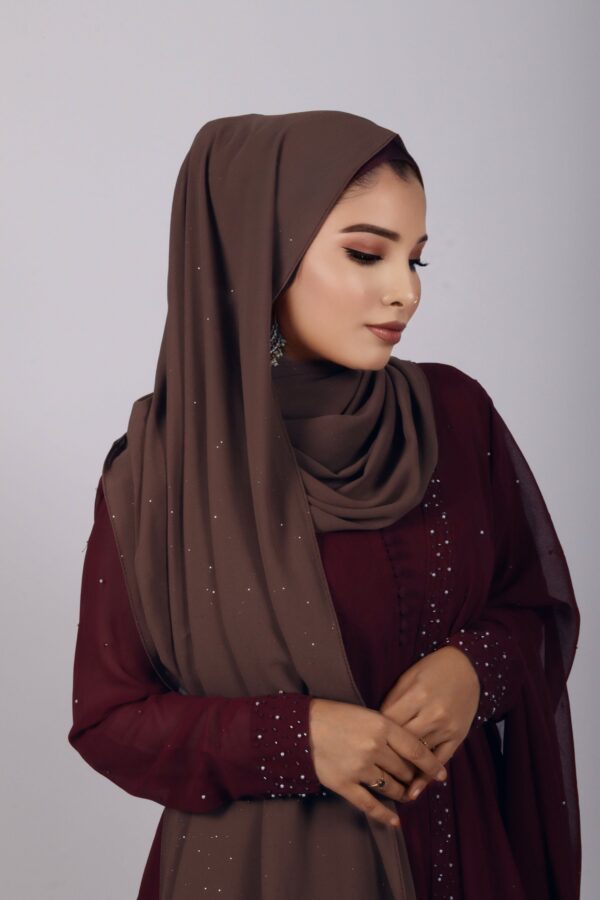 Mud Brown Glitter Chiffon Hijab