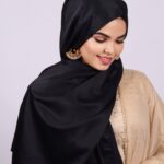 Black Matte Satin Hijab Image