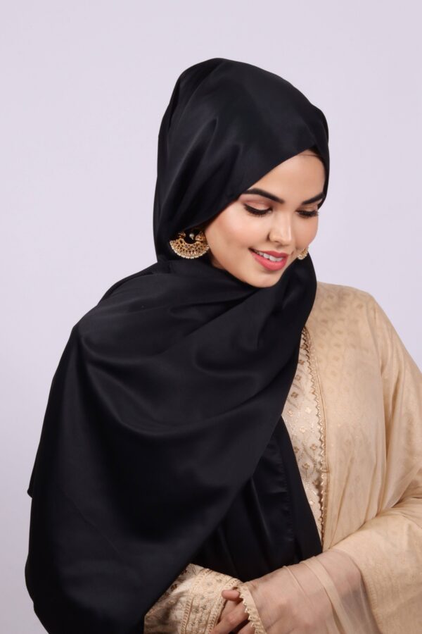 Black Matte Satin Hijab