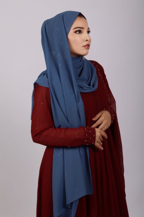 Vintage Blue Glitter Chiffon Hijab