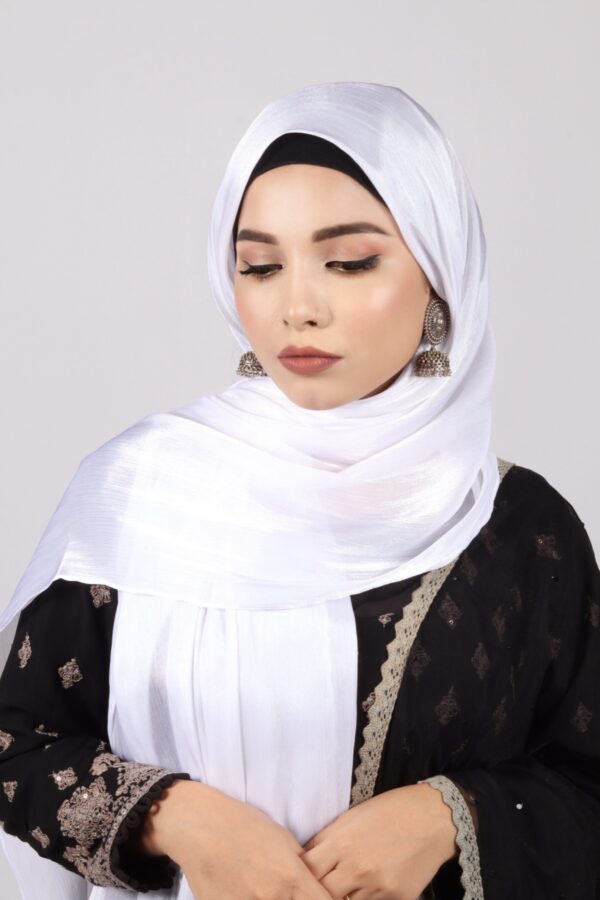 Diamond White Organza Shimmer Hijab