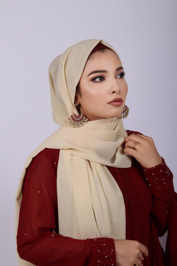 Beige crème Glitter Chiffon Hijab