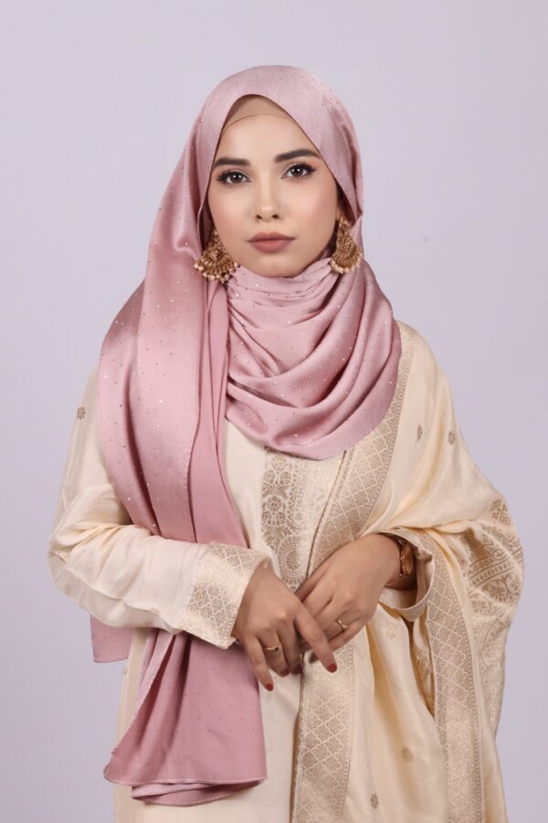 Rose Gold Rhinestone Silk Hijab