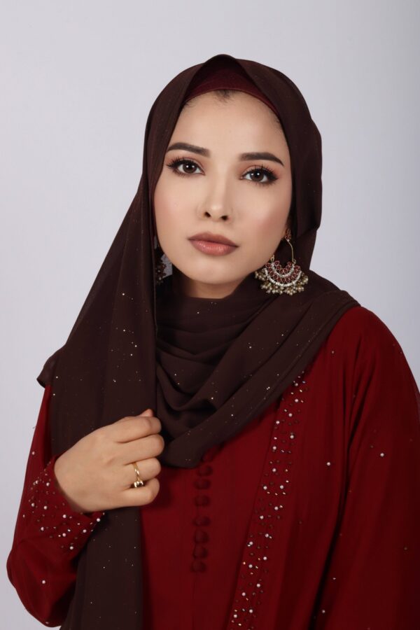Chocolate Brown Glitter Chiffon Hijab