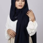 Navy Blue Premium Chiffon Hijab Image