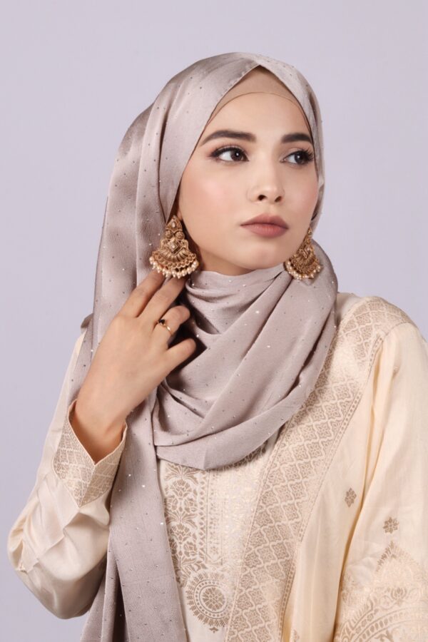Antique Gold Rhinestone Silk Hijab