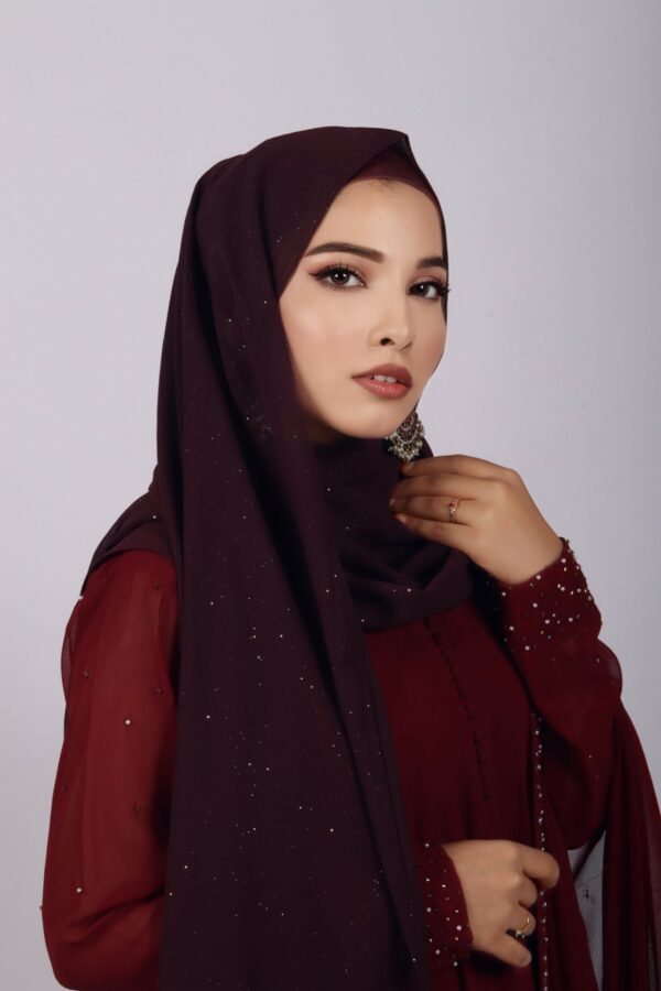 Deep Plum Glitter Chiffon Hijab