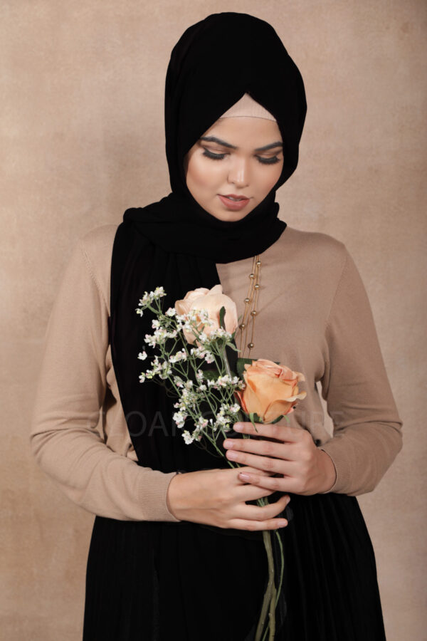 Jet Black Premium Chiffon Hijab