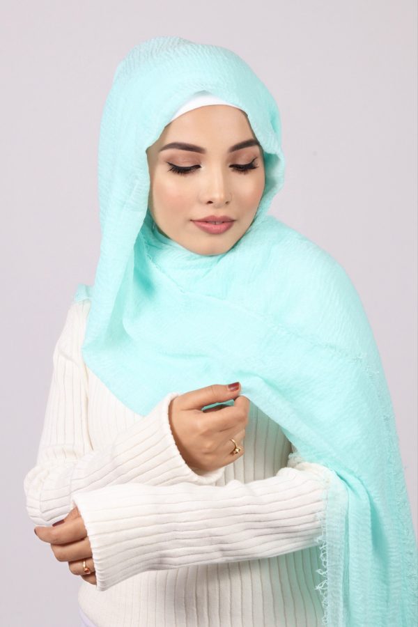 Misty Green Crinkled Cotton Hijab