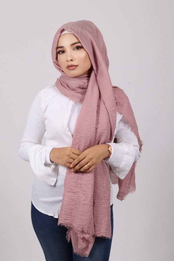 Rose Gold Crinkled Viscose Hijab