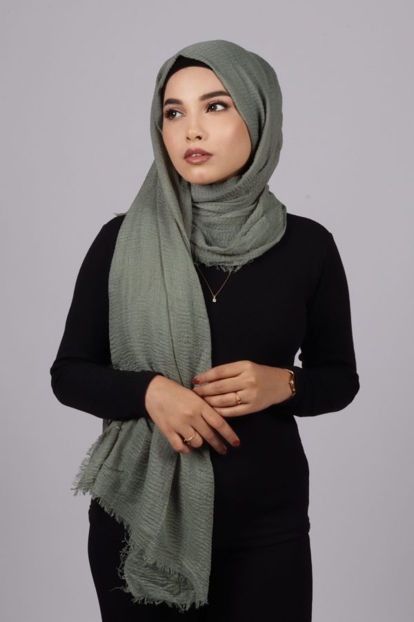 Matcha Crinkled Cotton Hijab