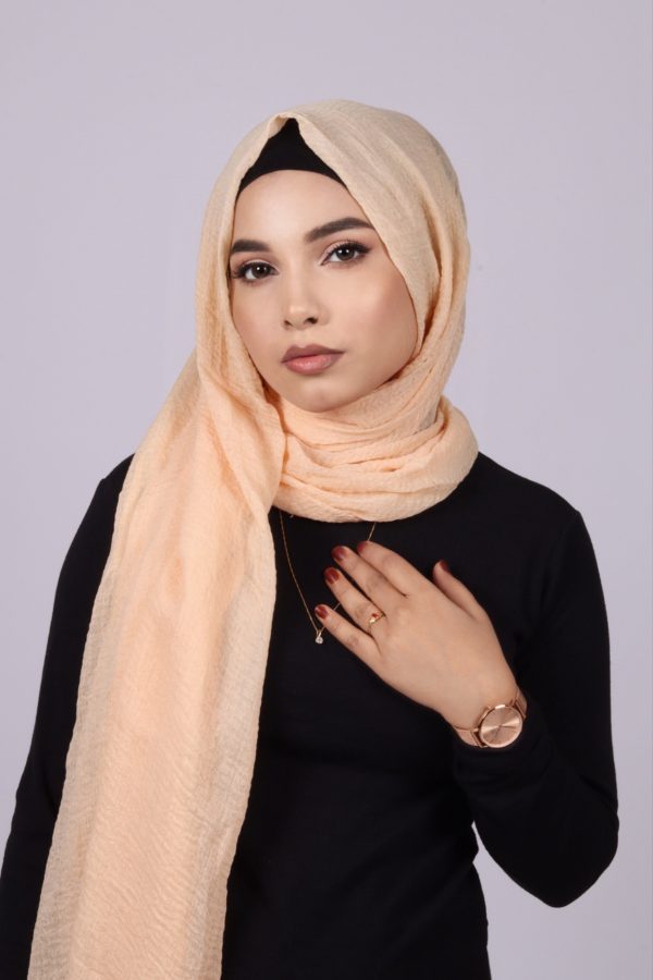 Custard cream Crinkled Cotton Hijab