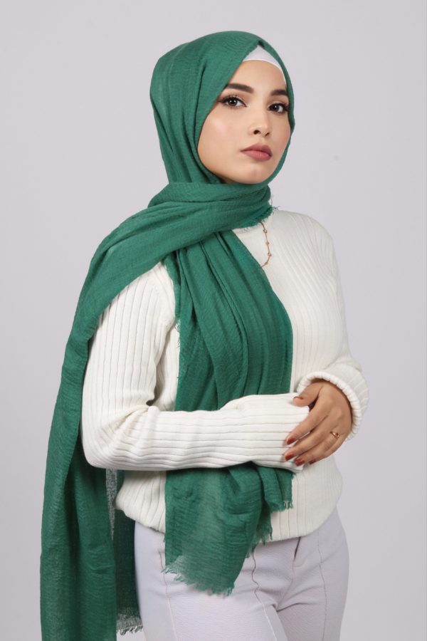 Forest Green Crinkled Cotton Hijab
