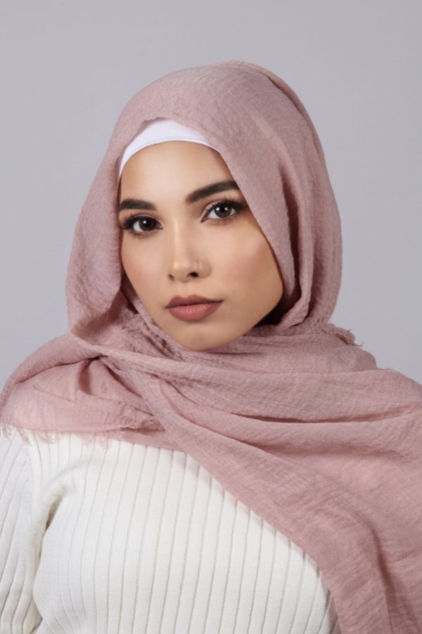 Powder pink Crinkled Cotton Hijab