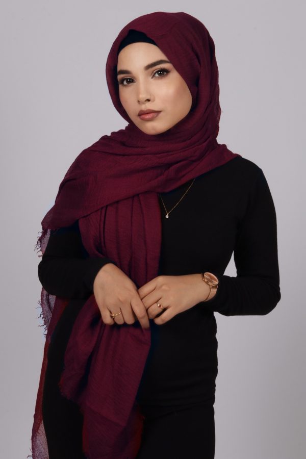 Maroon Crinkled Cotton Hijab