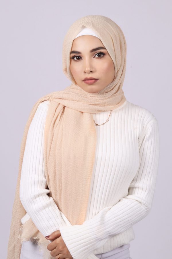 Butter Cream Crinkled Cotton Hijab