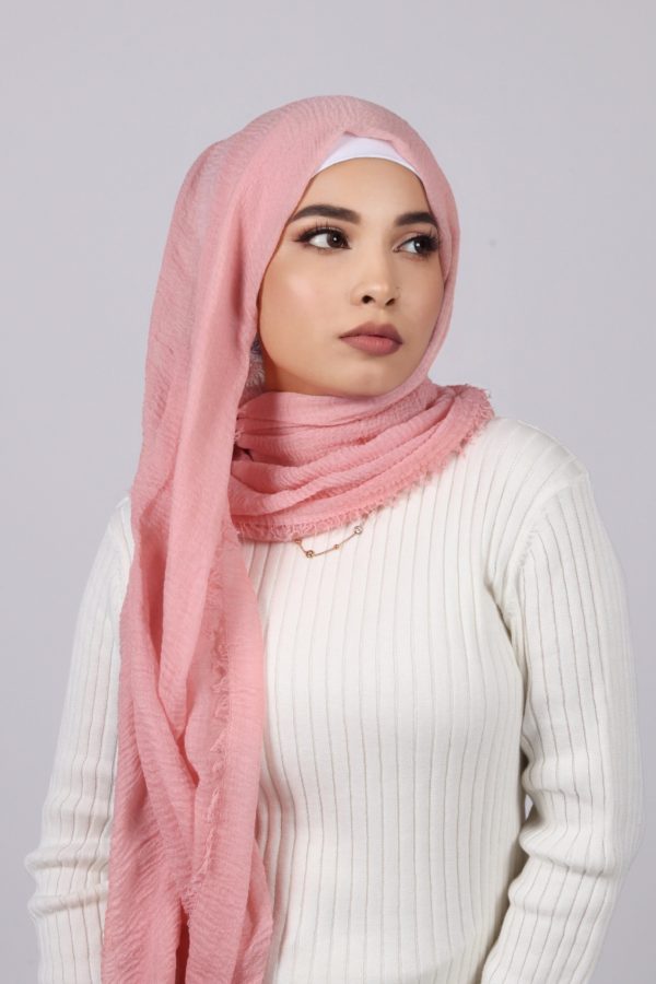 Cherry Pink Crinkled Cotton Hijab