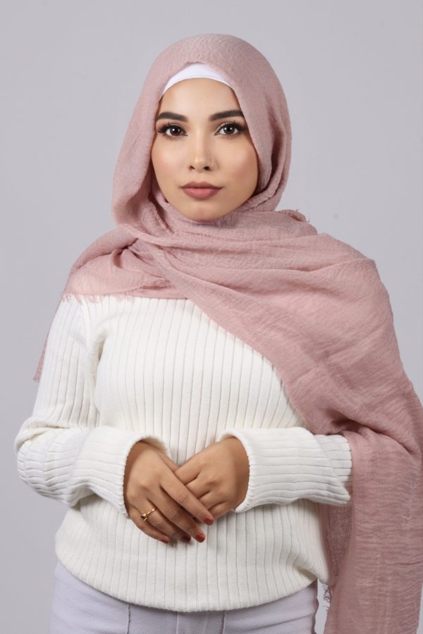 Powder pink Crinkled Cotton Hijab