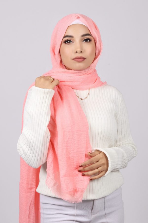 Blush Pink Crinkled Cotton Hijab