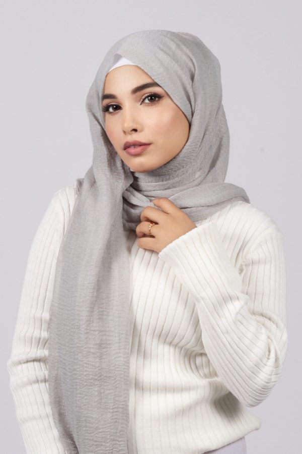 Powder Grey Crinkled Cotton Hijab
