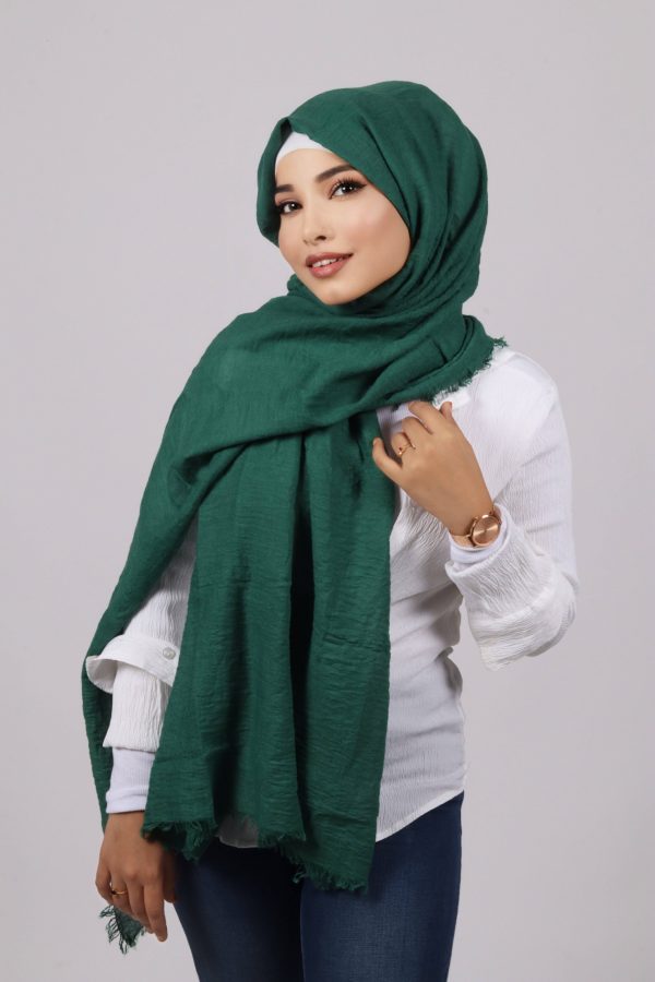 Forest Green Crinkled Viscose Hijab
