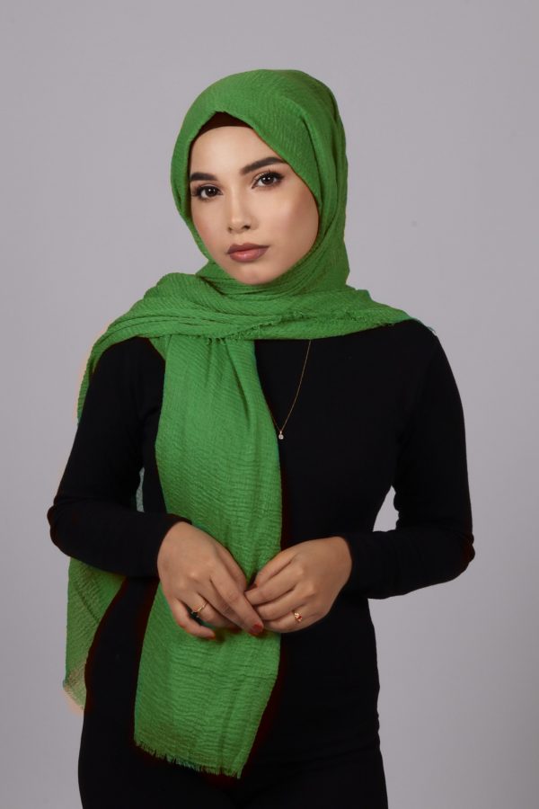 Parrot Green Crinkled Cotton Hijab