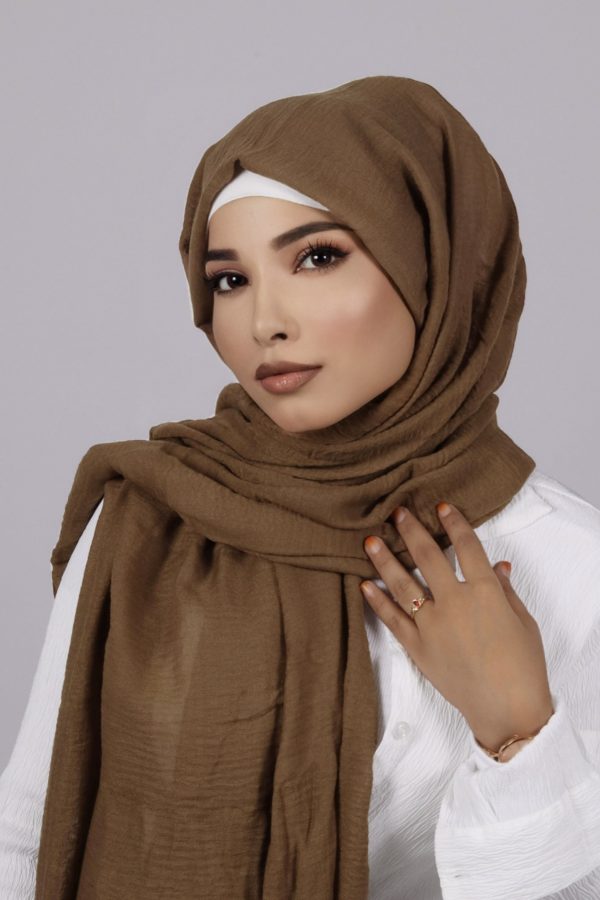 Coffe Crinkled Viscose Hijab