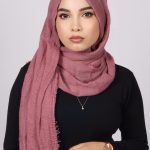 Pomogrenate Pink Crinkled Cotton Hijab Image