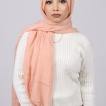 Dusty Peach Crinkled Cotton Hijab Image