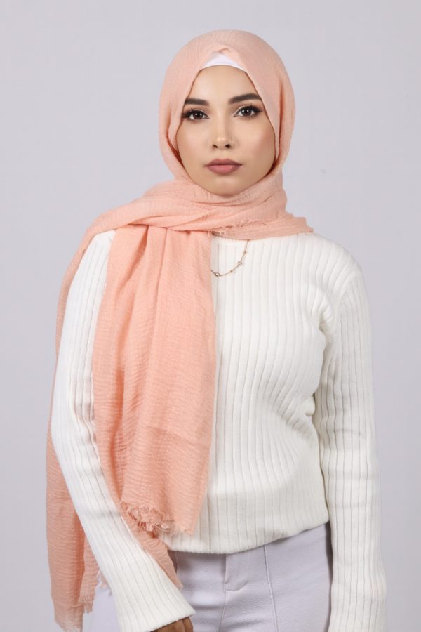 Dusty Peach Crinkled Cotton Hijab