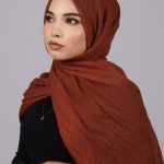 Burnt Orange Crinkled Cotton Hijab Image