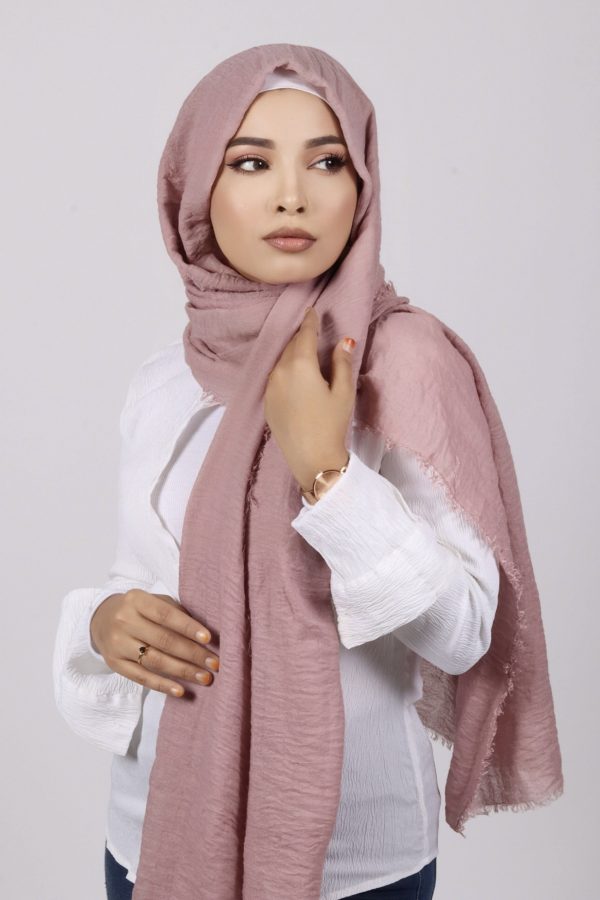 Rose Gold Crinkled Viscose Hijab