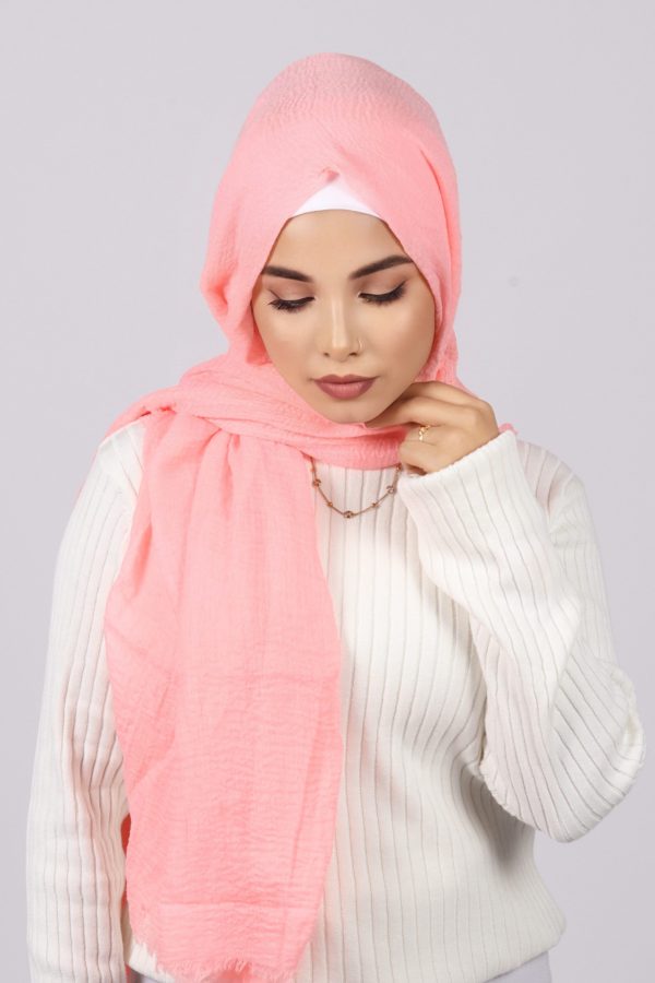 Blush Pink Crinkled Cotton Hijab