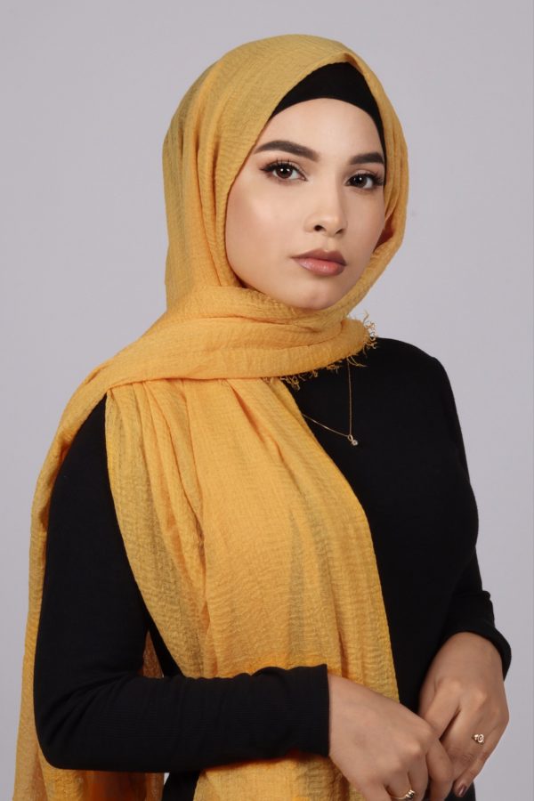 Mango Yellow Crinkled Cotton Hijab
