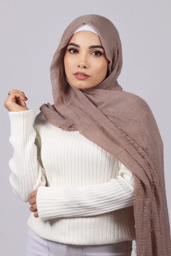 Taupe Crinkled Cotton Hijab