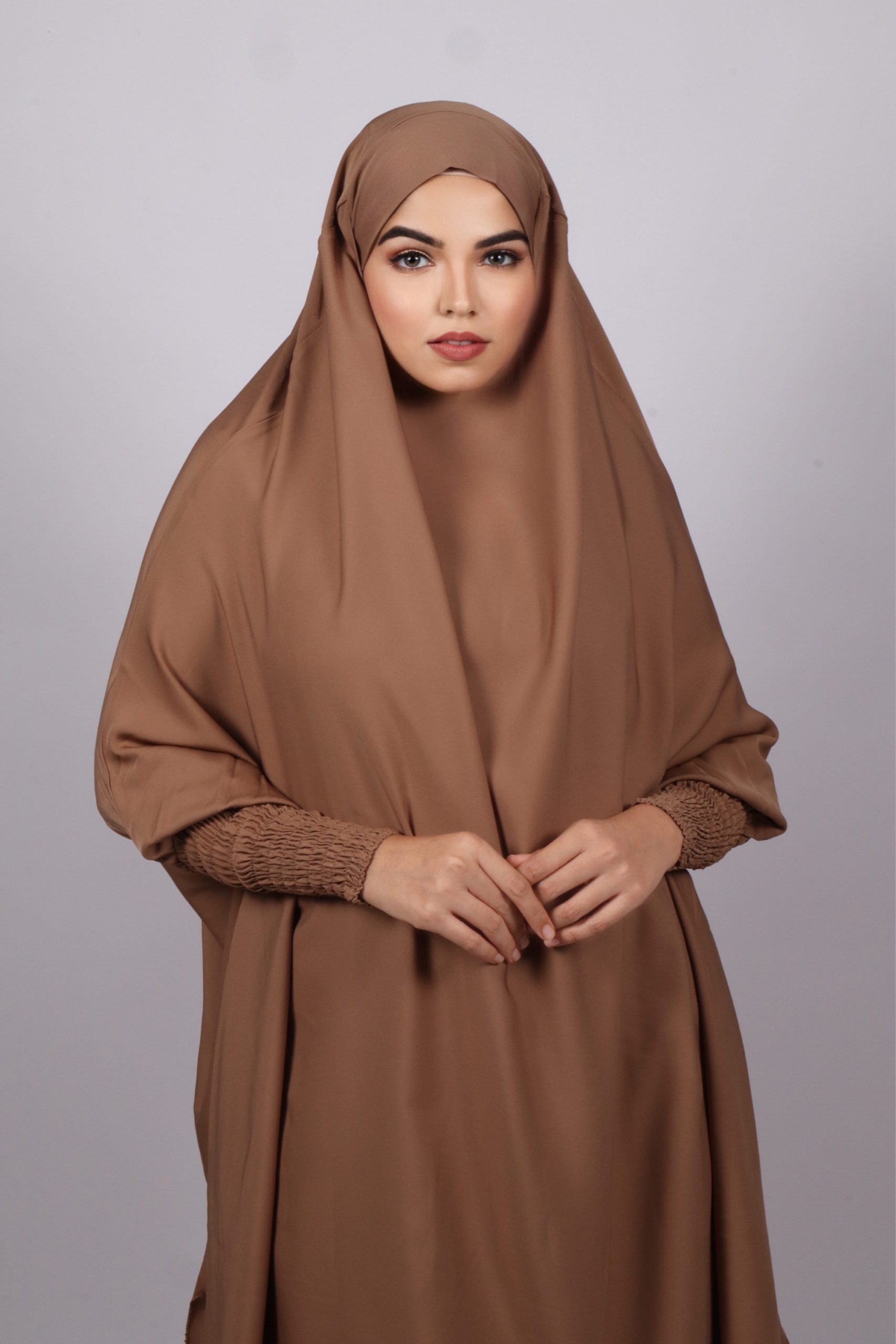 Get Nude Beige Haya Jilbab 3 Piece Set with Niqab Online at Low Prices Easy Movement and Comfort Fit for Women Girls