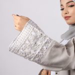 Haseen Embroidered Linen Open Abaya - Silver Ash Image