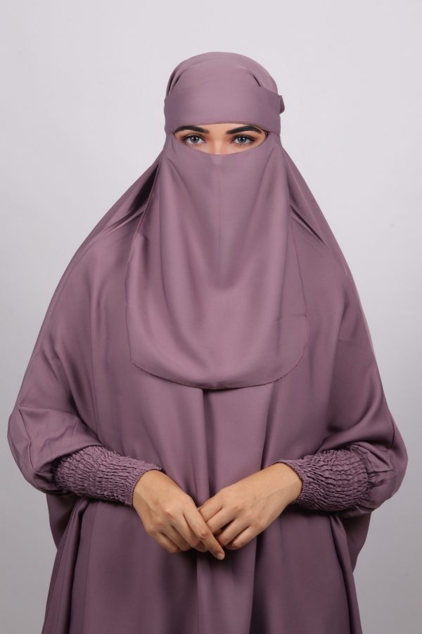 Haya Premium Nida Jilbab 3-piece Set with niqab - Dark Lavender
