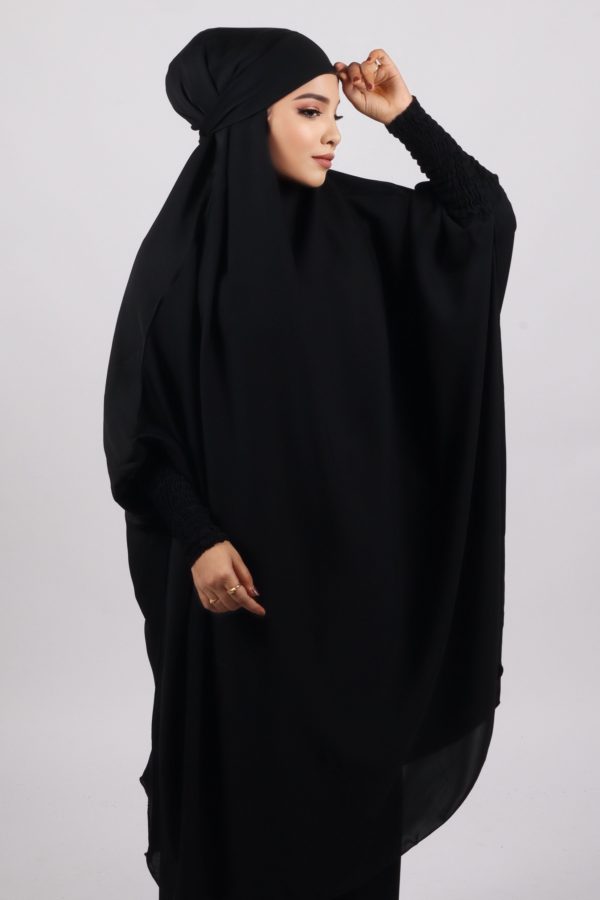 Haya Premium Nida Jilbab 3-piece Set with niqab - Midnight Black