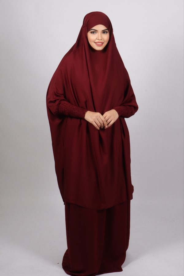 Haya Premium Nida Jilbab 3-piece Set with niqab - Maroon