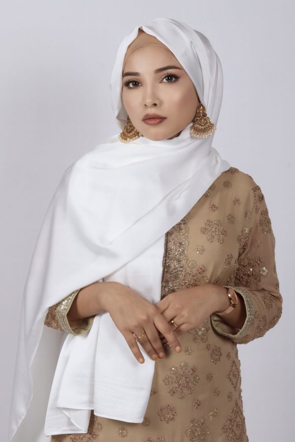 White Turkish Silk Hijab