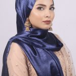 Opera Blue Marble Satin Hijab Image