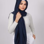 Navy Premium Crinkled Cotton Hijab Image