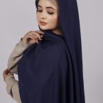 Dutch Blue Cotton Pleated Hijab Image